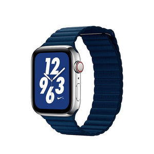 Kožený magnet. řemínek pro Apple watch 38/40/41 mm, Loop, T modrá