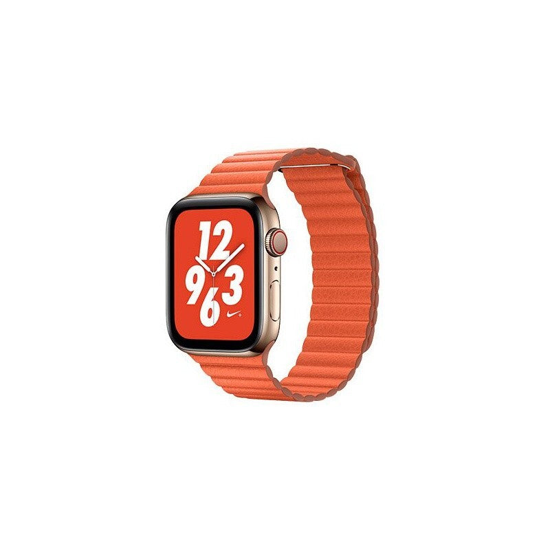 Kožený magnet. řemínek pro Apple watch 38/40/41 mm, oranžová