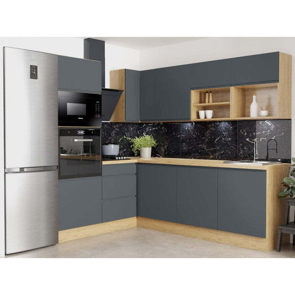 Rohová kuchyně Aurelia levý roh 240x180 cm (grafit mat, lak)