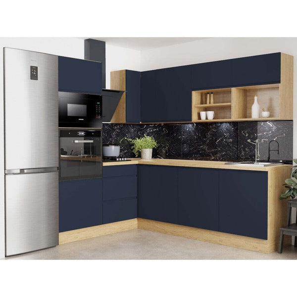 Rohová kuchyně Aurelia levý roh 240x180 cm (modrá mat, lak)