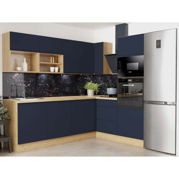 Rohová kuchyně Aurelia pravý roh 240x180 cm (modrá mat, lak)