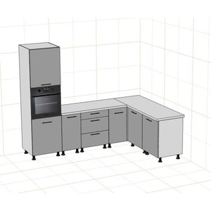 Rohová kuchyně Lisa pravý roh 300x220 cm (šedá) - II. jakost