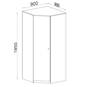 Rohová šatní skříň Opte - 95x213x95 cm (dub sonoma)