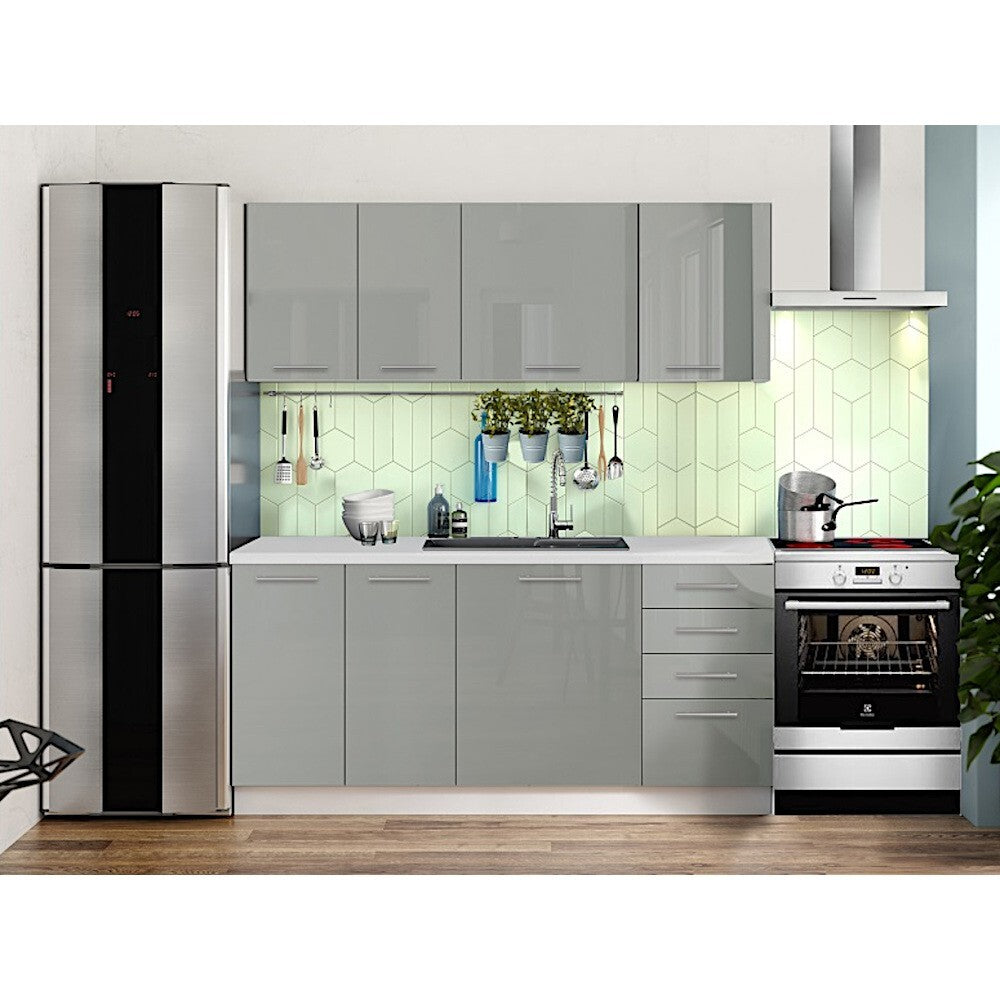 Kuchyně Emilia Lux 180 cm (šedá lesk)