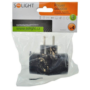 Rozbočovací zásuvka Solight P92, 1x plochá, 2xkulatá, černá