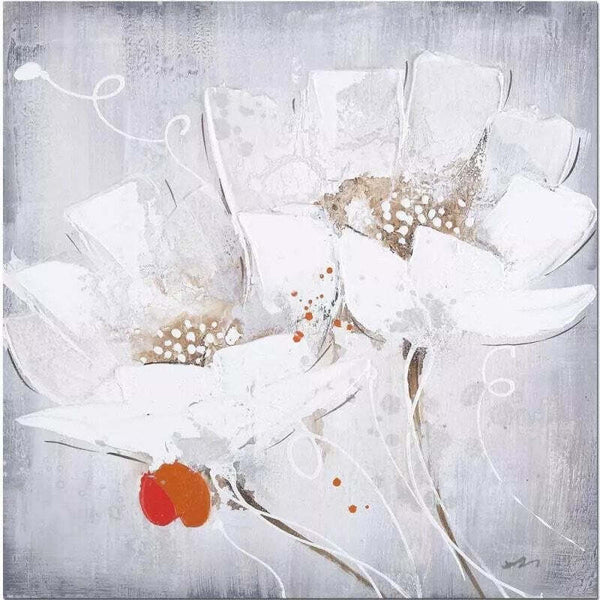 Levně Ručně malovaný obraz Bílé Květy PB345 StarDeco, 60x60 cm