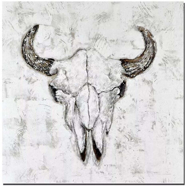 Levně Ručně malovaný obraz Lebka býka PB298TT StarDeco, 100x100 cm