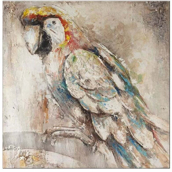 Levně Ručně malovaný obraz Papoušek PB391ZI StarDeco, 100x100 cm