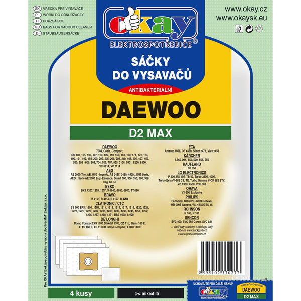 Levně Sáčky do vysavače Daewoo D2 MAX, 8ks