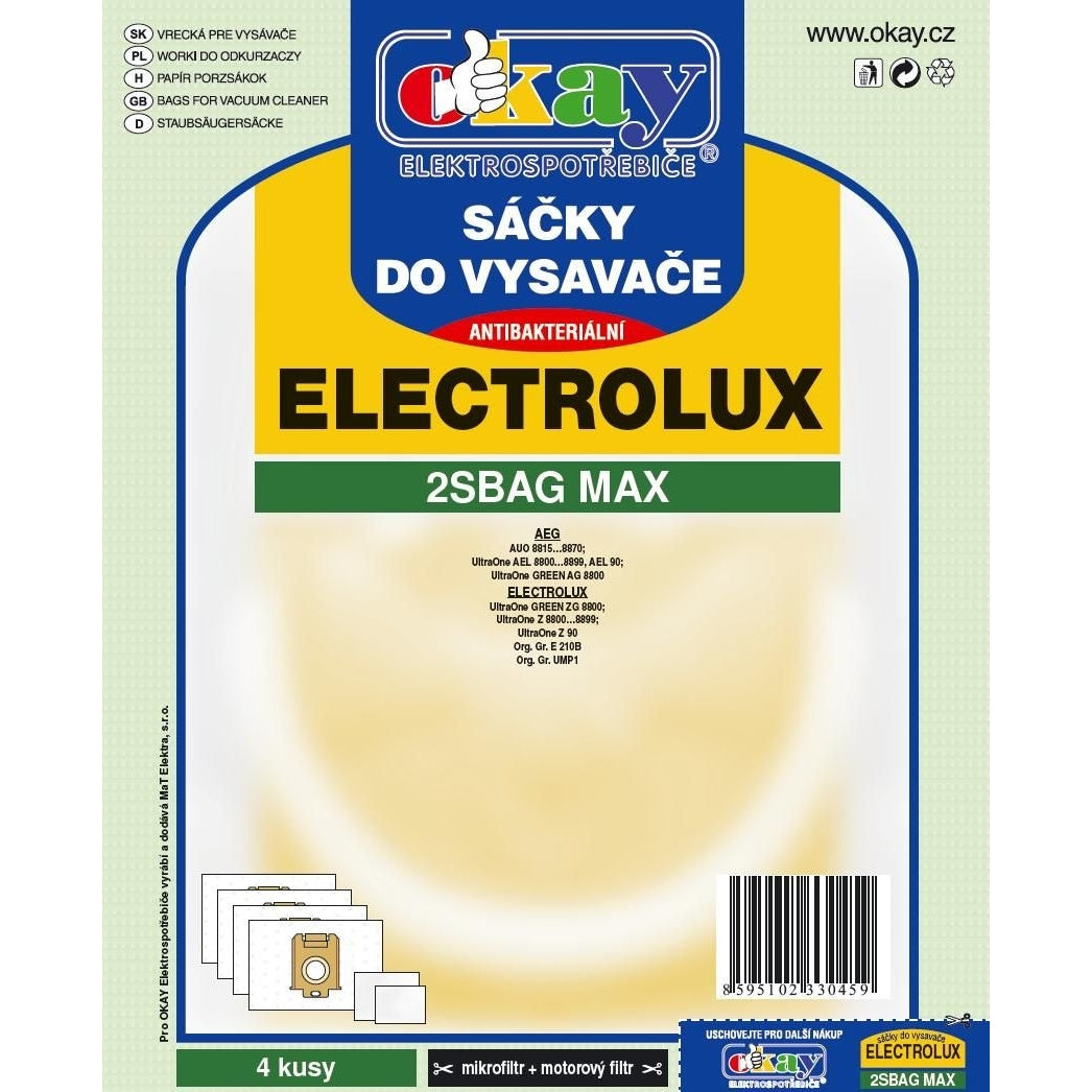 Sáčky do vysavače Electrolux 2S-bag MAX, antibakteriální, 8ks