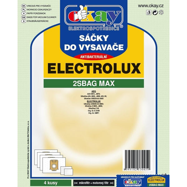 Levně Sáčky do vysavače Electrolux 2S-bag MAX, antibakteriální, 8ks