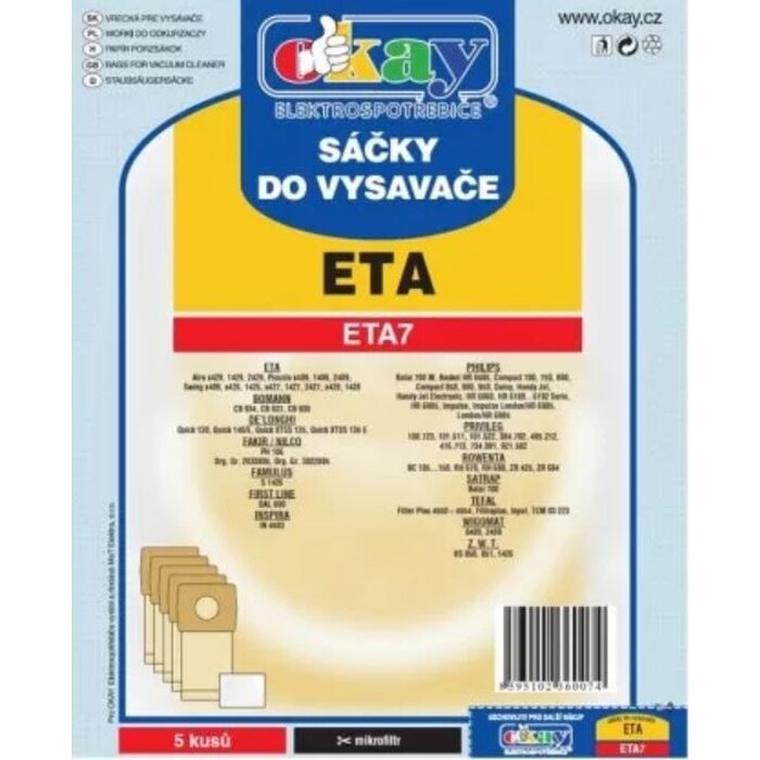 Sáčky do vysavače Eta ETA7, 5ks