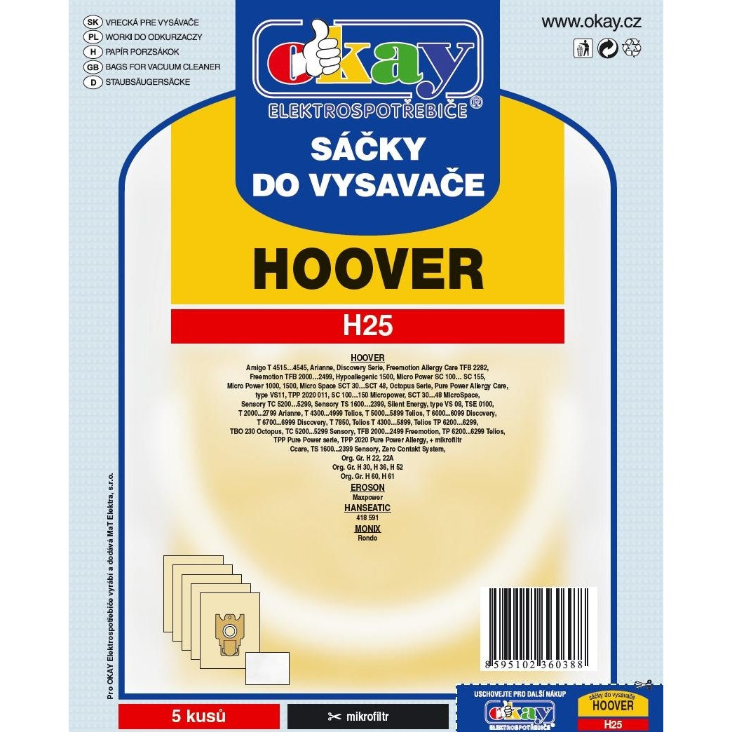 Sáčky do vysavače Hoover H25, 10ks