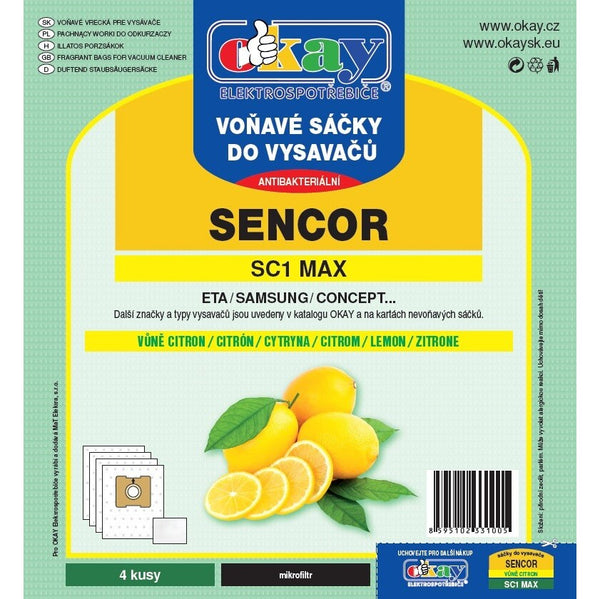 Levně Sáčky do vysavače Sencor MAXSC1, vůně citron, 4ks