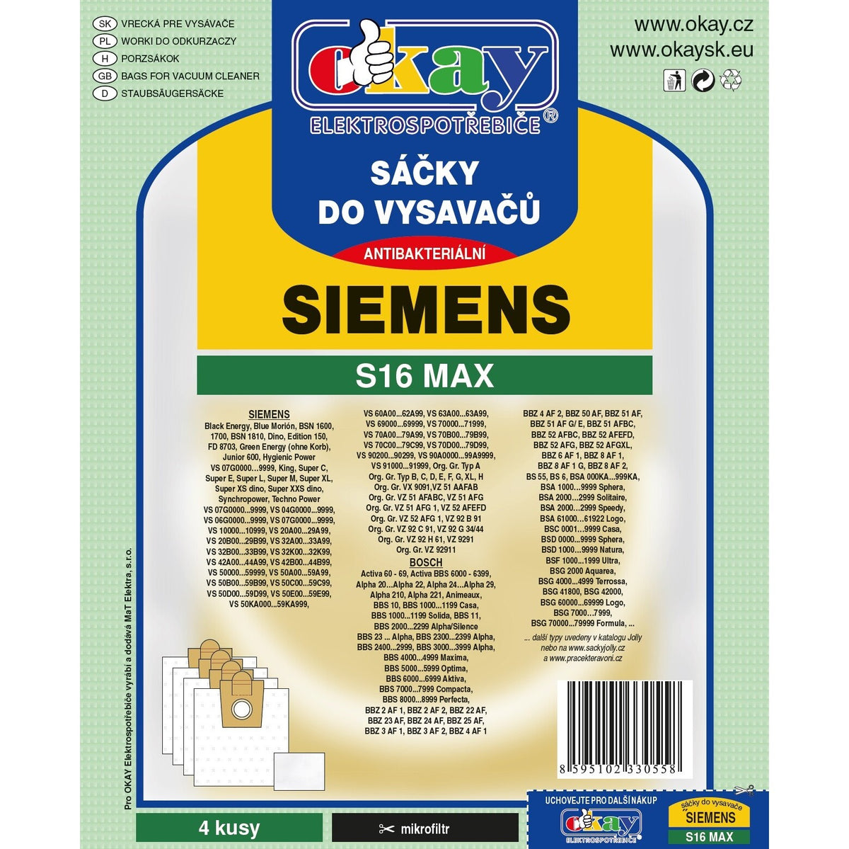 Sáčky do vysavače Siemens S16MAX, 4ks