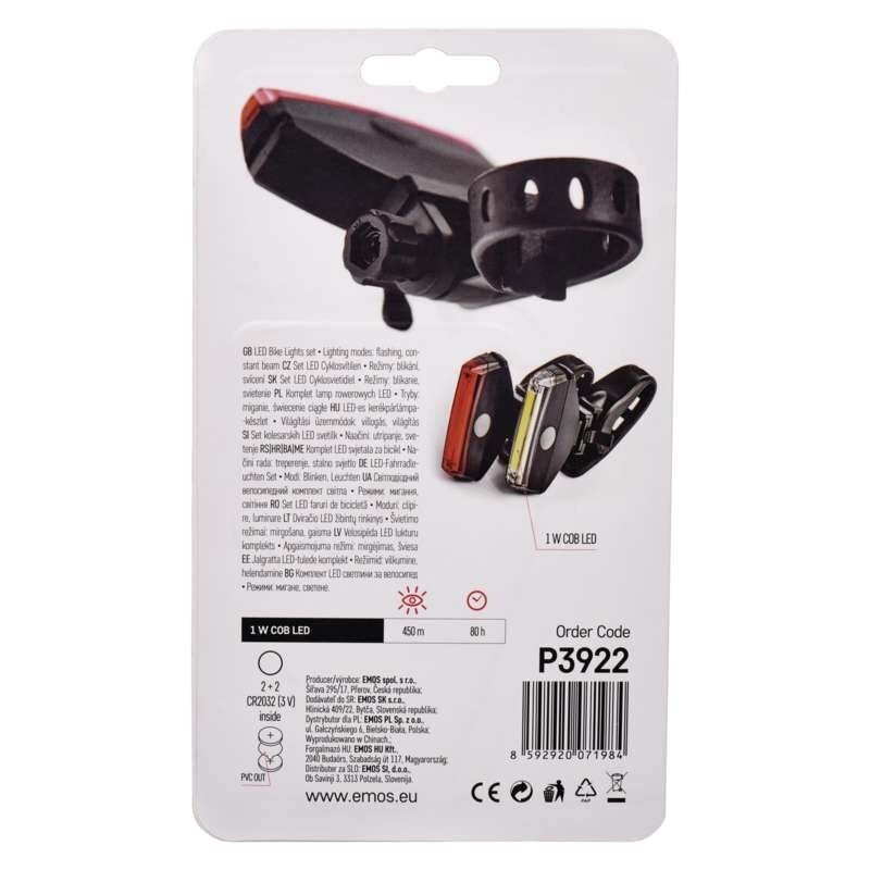 Sada svítilen na kolo Emos P3922,  přední a zadní LED