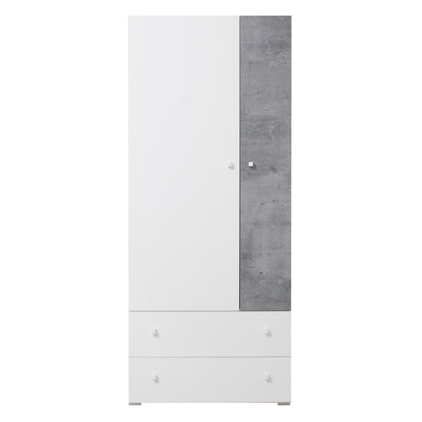 Levně Šatní skříň Amasi - 80x190x50 cm (beton, bílá)