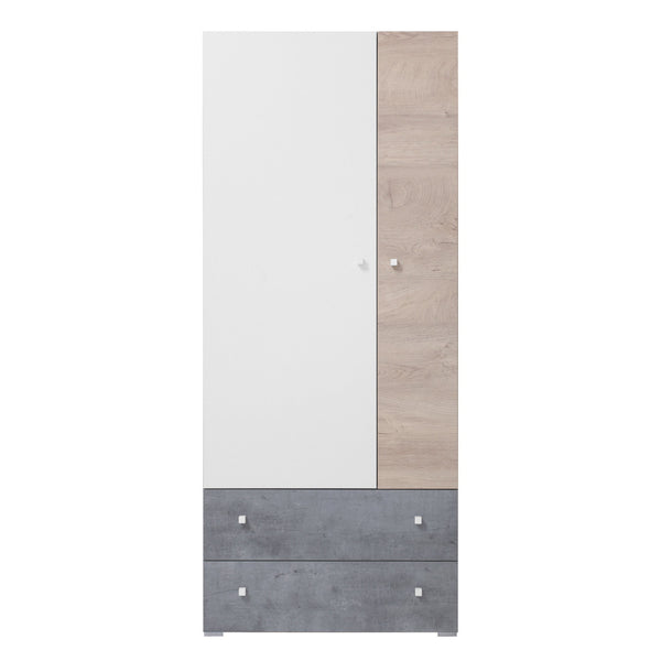 Levně Šatní skříň Amasi - 80x190x50 cm (beton, bílá, dub)