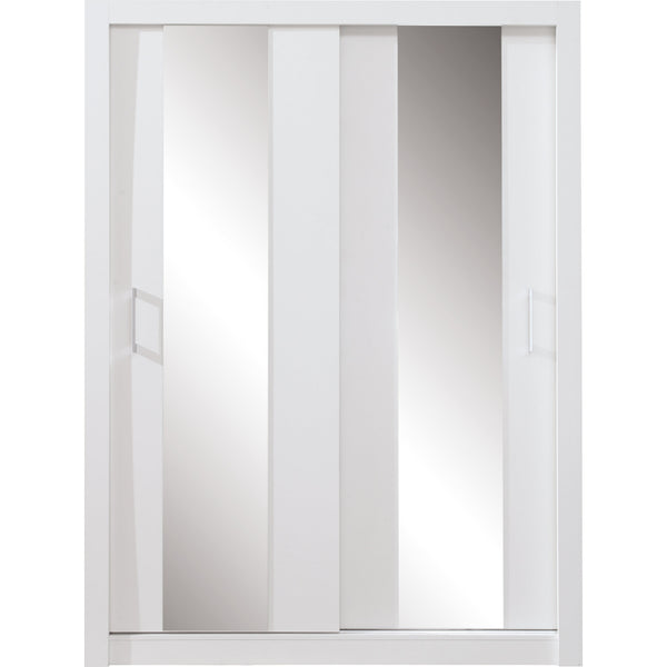 Levně Šatní skříň Cadu se zrcadlem - 160x215x60 cm (bílá)