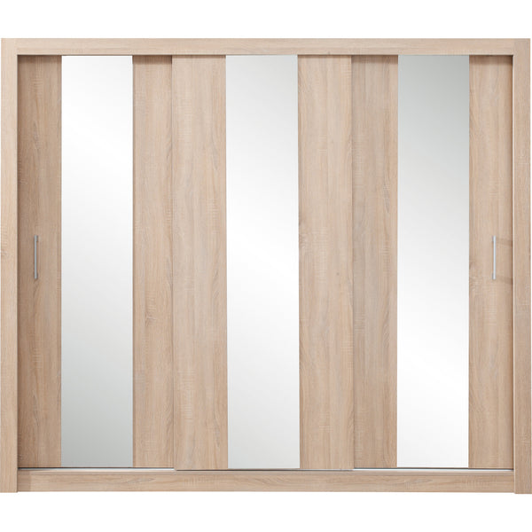 Levně Šatní skříň Cadu se zrcadlem - 250x215x60 cm (dub sonoma)
