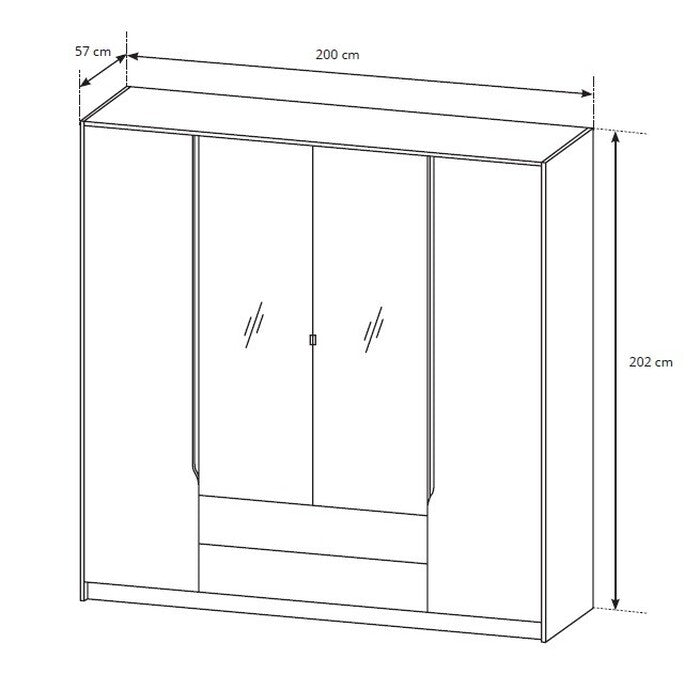 Šatní skříň Klaudia - 200x202x57 cm (grafit/bílá)