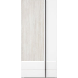 Šatní skříň Mero - 90x195x53 cm (dub, bílá)