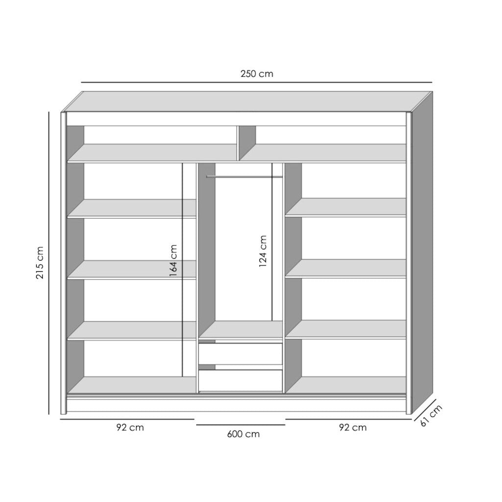Šatní skříň Mosela - 250x215x61 cm (dub sonoma)
