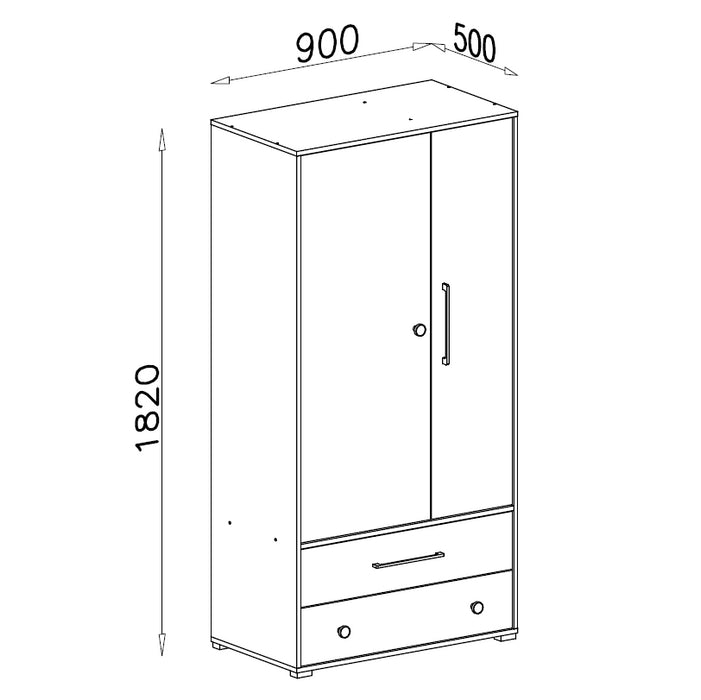 Šatní skříň Pete - 90x182x50 cm (dub biscuit, bílá, beton)