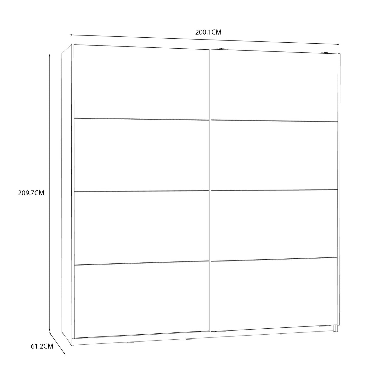 Šatní skříň Stefi - 200x210x61 cm (bílá lesk)
