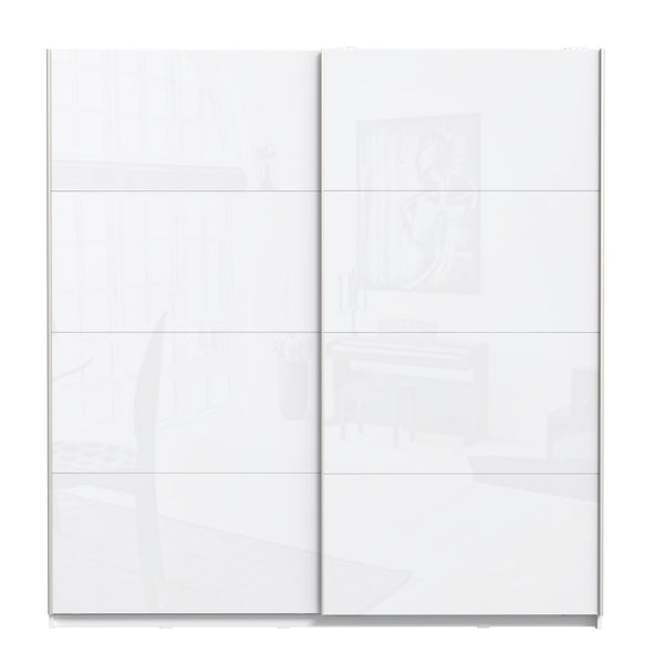 Levně Šatní skříň Stefi - 220x210x61 cm (bílá lesk)