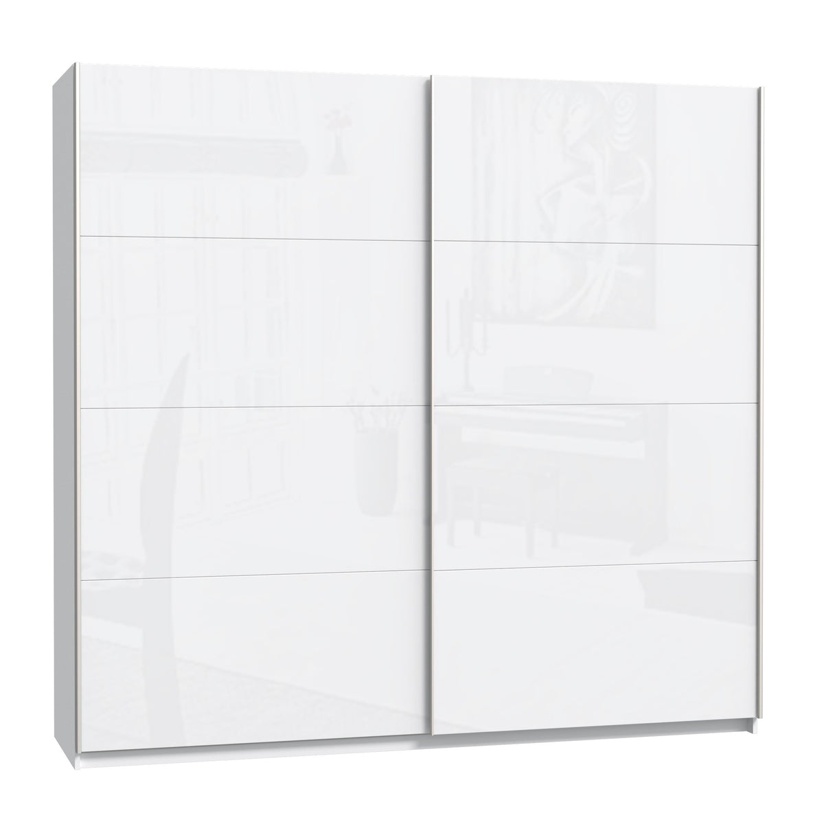 Šatní skříň Stefi - 220x210x61 cm (bílá lesk)