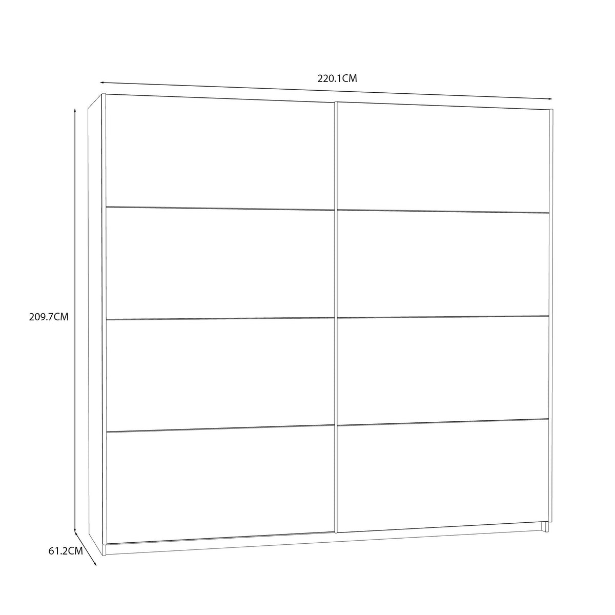 Šatní skříň Stefi - 220x210x61 cm (bílá lesk)