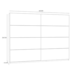 Šatní skříň Stefi - 270x210x61 cm (bílá lesk)