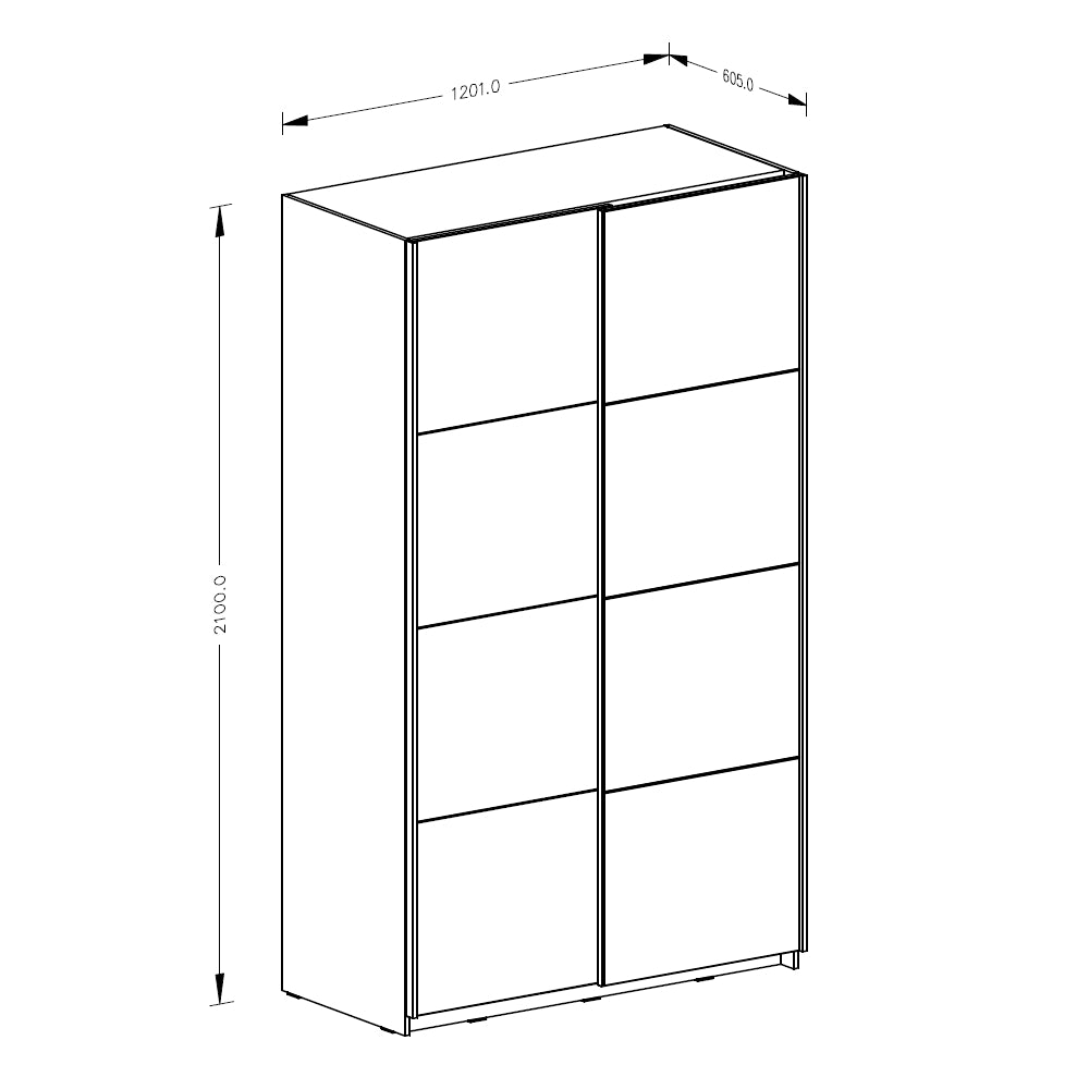 Šatní skříň Tabe - 120x210x61 cm (bílá)
