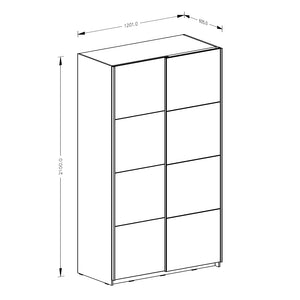 Šatní skříň Tabe - 120x210x61 cm (bílá)