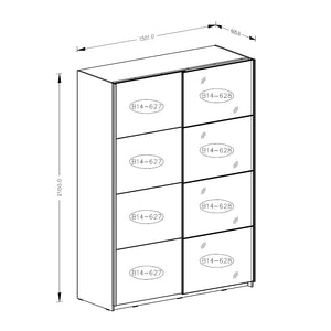 Šatní skříň Tabe - 150x210x61 cm (bílá)