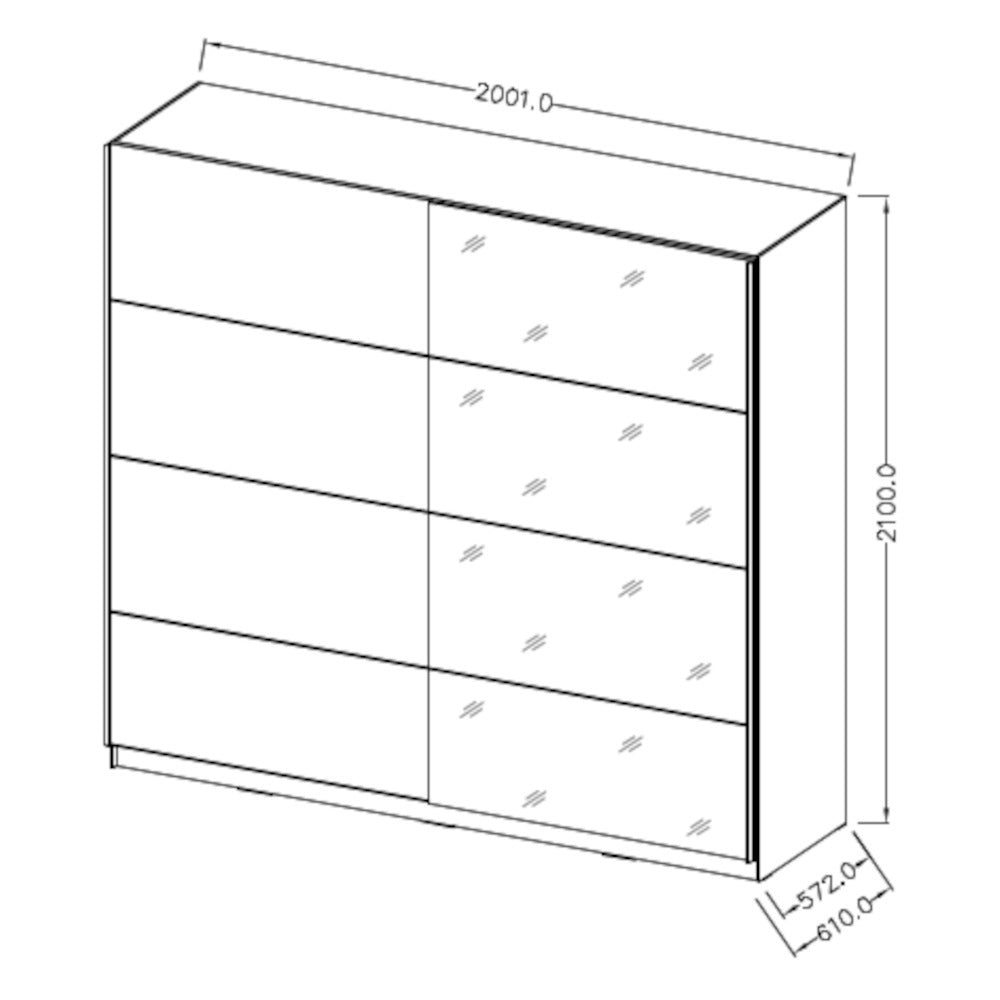 Šatní skříň Tabe - 200x210x61 cm (bílá)