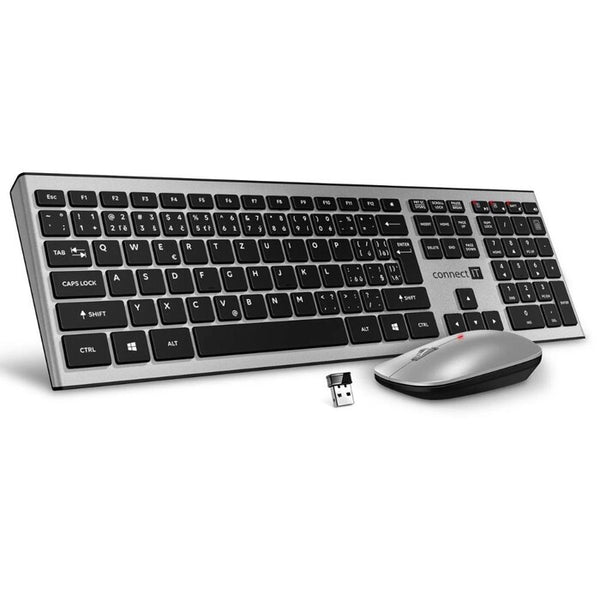 Levně CONNECT IT Combo bezdrátová stříbrná klávesnice + myš, CZ + SK