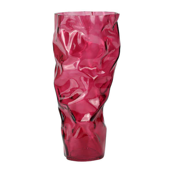 Levně Skleněná váza červená 38cm