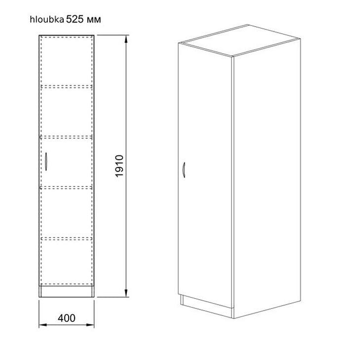 Skříň Arkadia - 40x191x53 cm (dub sonoma)