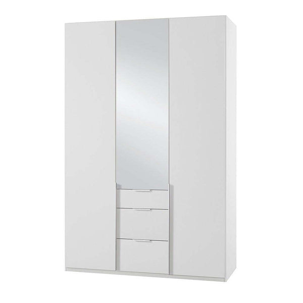 Levně Skříň Moritz - 135x236x58 cm (bílá, zrcadlo)