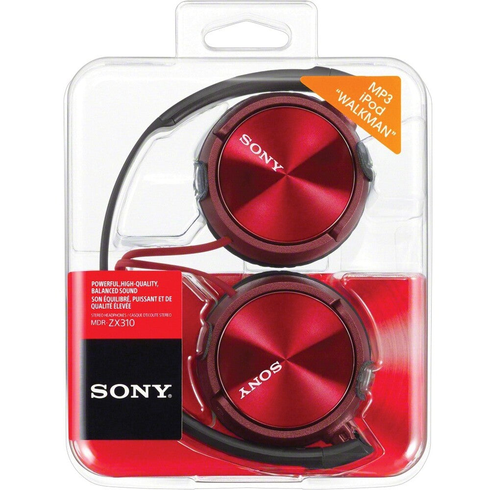 Sluchátka přes hlavu Sony MDR-ZX310R, červená