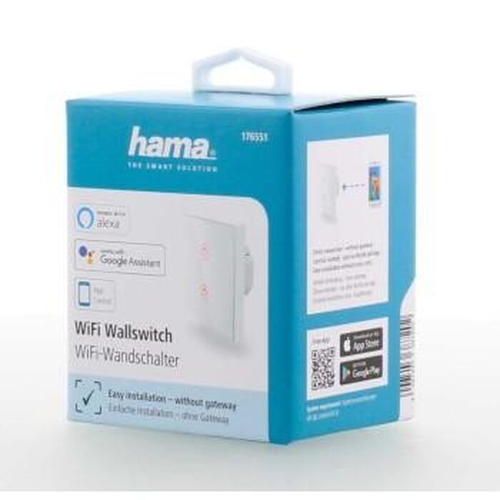 SMART WiFi dotykový nástěnný vypínač Hama, dvojitý