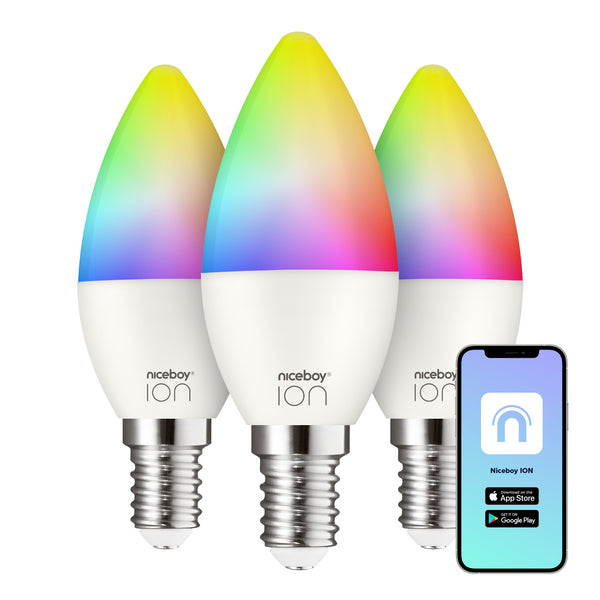 Levně SMART žárovka Niceboy ION RGB, E14, 6W, barevná 3ks