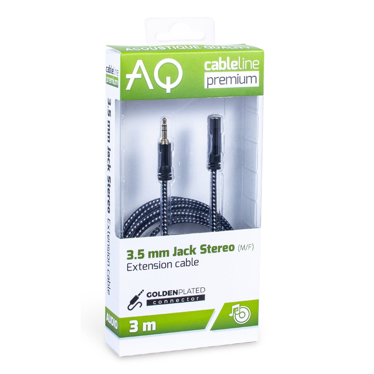 Stereo audio kabel AQ 6OKJF030, jack/zástrčka, 3m
