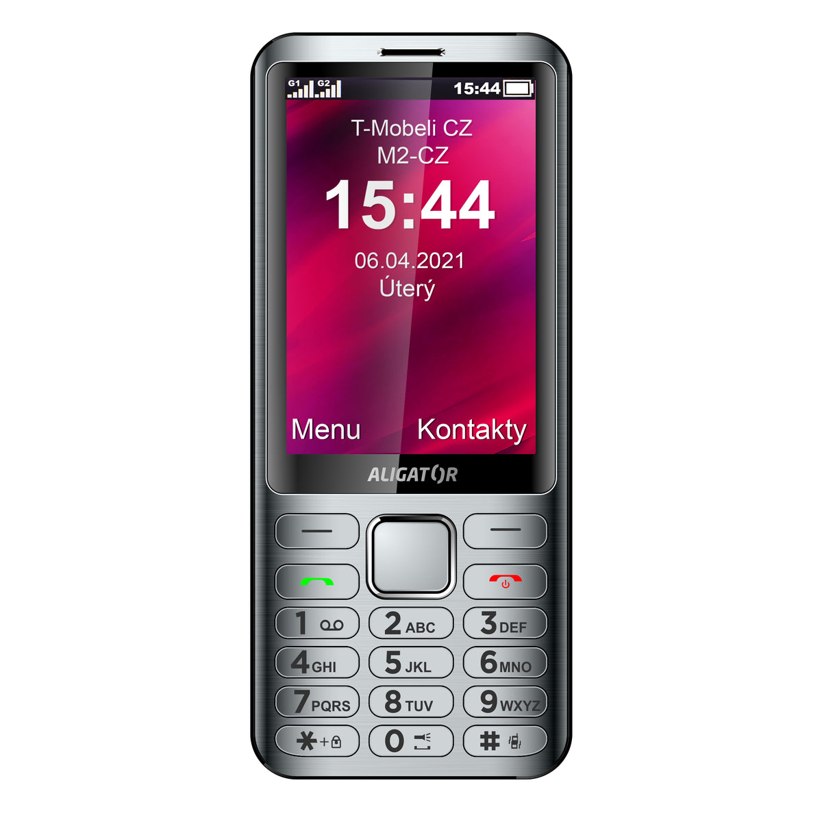 Tlačítkový telefon Aligator D950 Dual sim, stříbrná