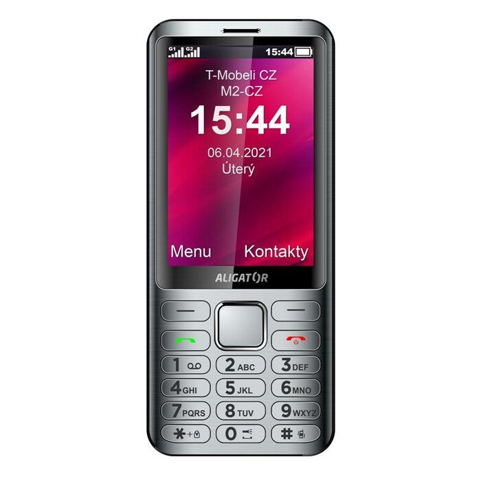 Tlačítkový telefon Aligator D950 Dual sim, stříbrná POUŽITÉ, NEOP