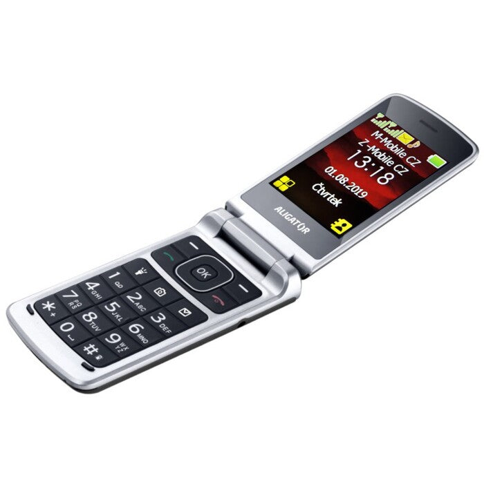 Tlačítkový telefon Aligator V710, véčko, černá/stříbrná