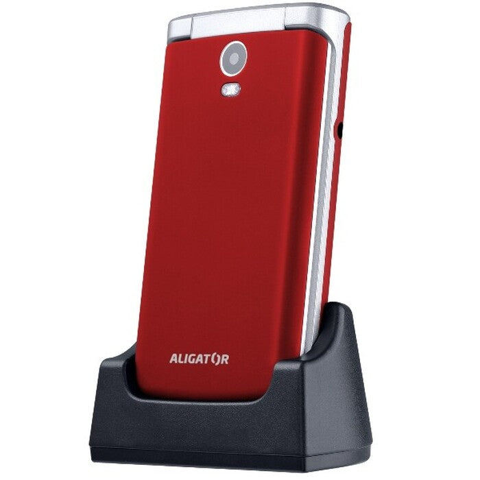 Tlačítkový telefon Aligator V710, véčko, červená/stříbrná