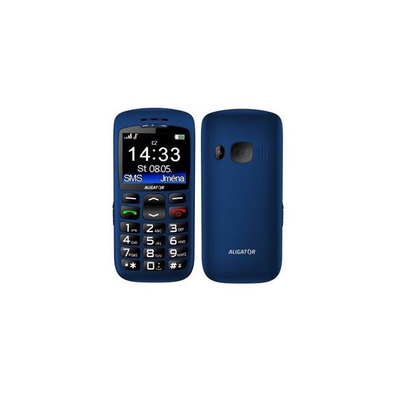 Tlačítkový telefon pro seniory Aligator A670, modrá